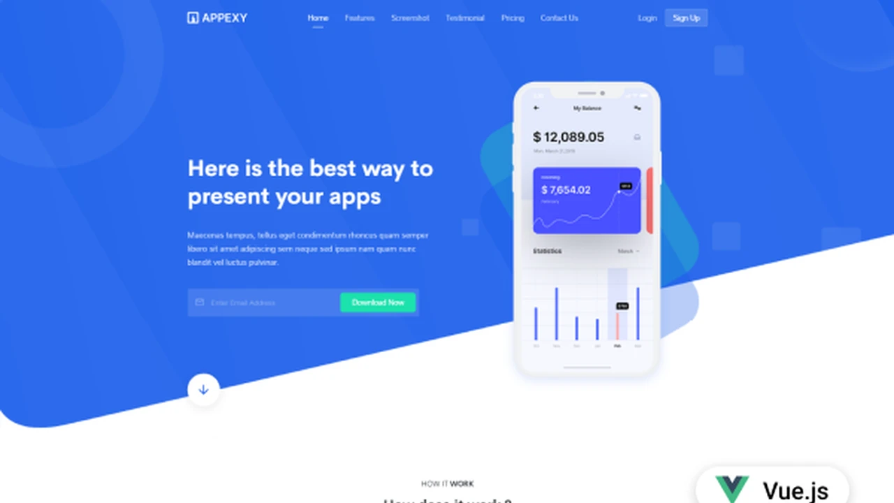 Appexy Vue Landing Page Template by Coderthemes
