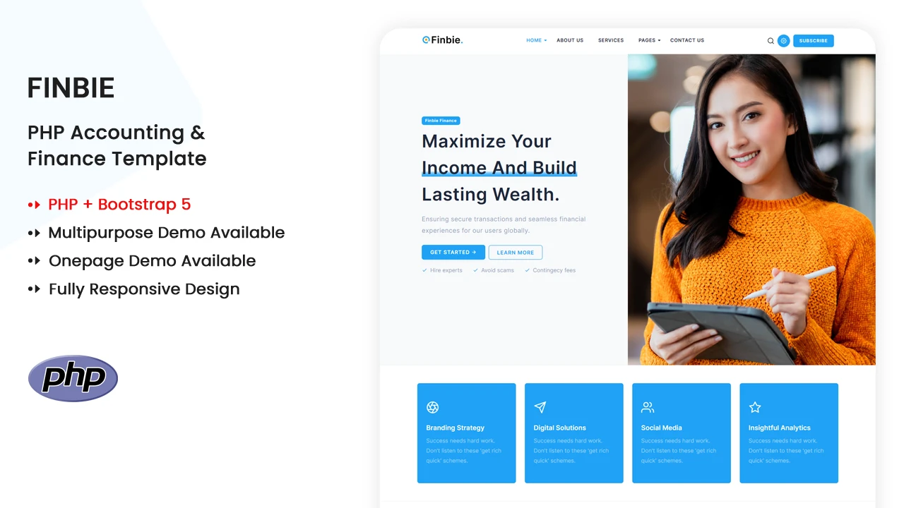 Finbie - PHP Accounting & Finance Multipurpose Template By Shreethemes ...