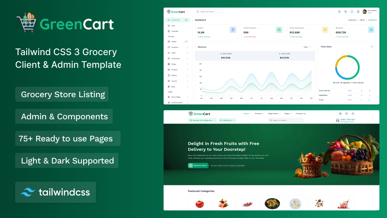 Greencart - Grocery Template + Admin Pages