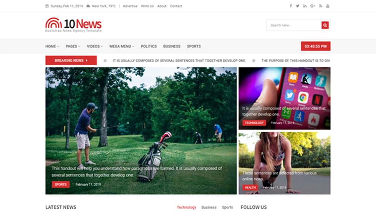 TenNews - Bootstrap News Agency Template