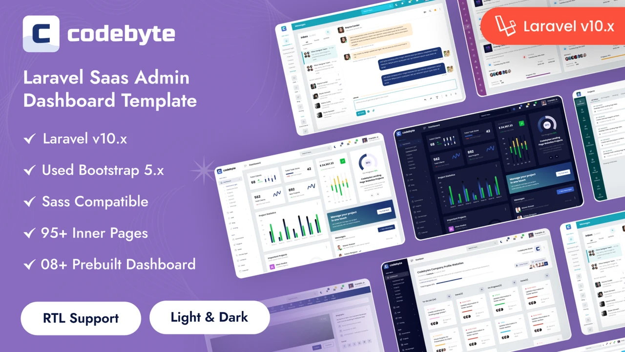 CodeByte - Laravel Saas Admin Dashboard Bootstrap Template