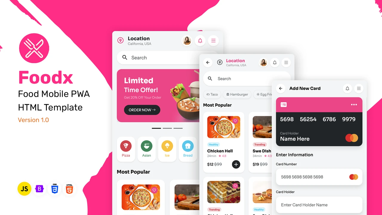 Foodx - Food Mobile PWA HTML Template