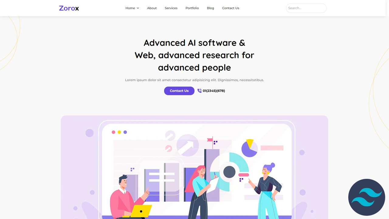 Zorox - AI Web Software and Application Landing Page Tailwind CSS Template