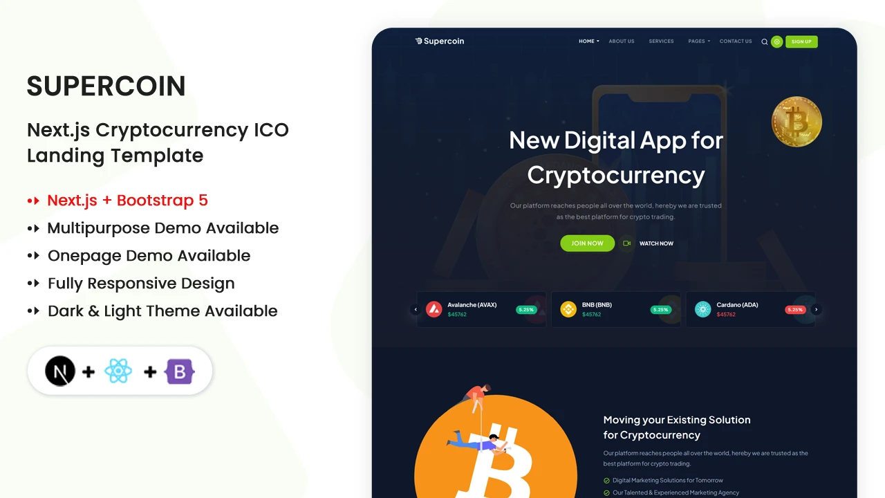 Supercoin - NextJs Cryptocurrency ICO Template By Shreethemes Studio