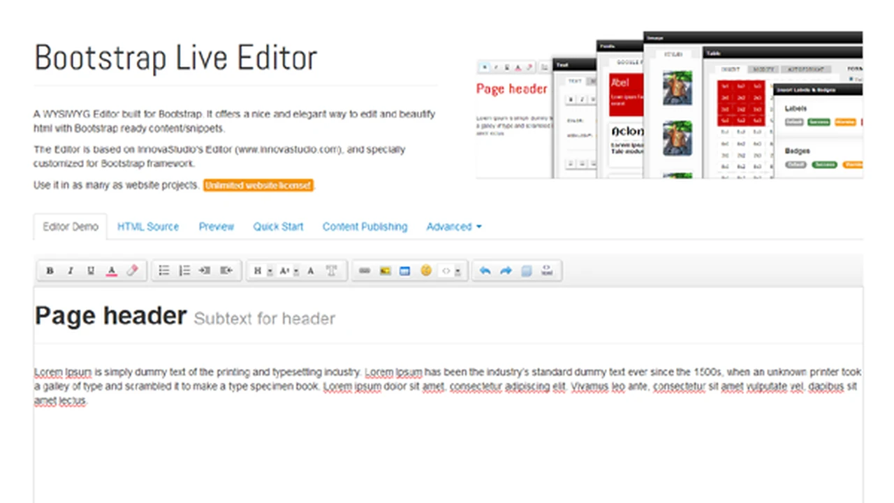 Bootstrap Live Editor