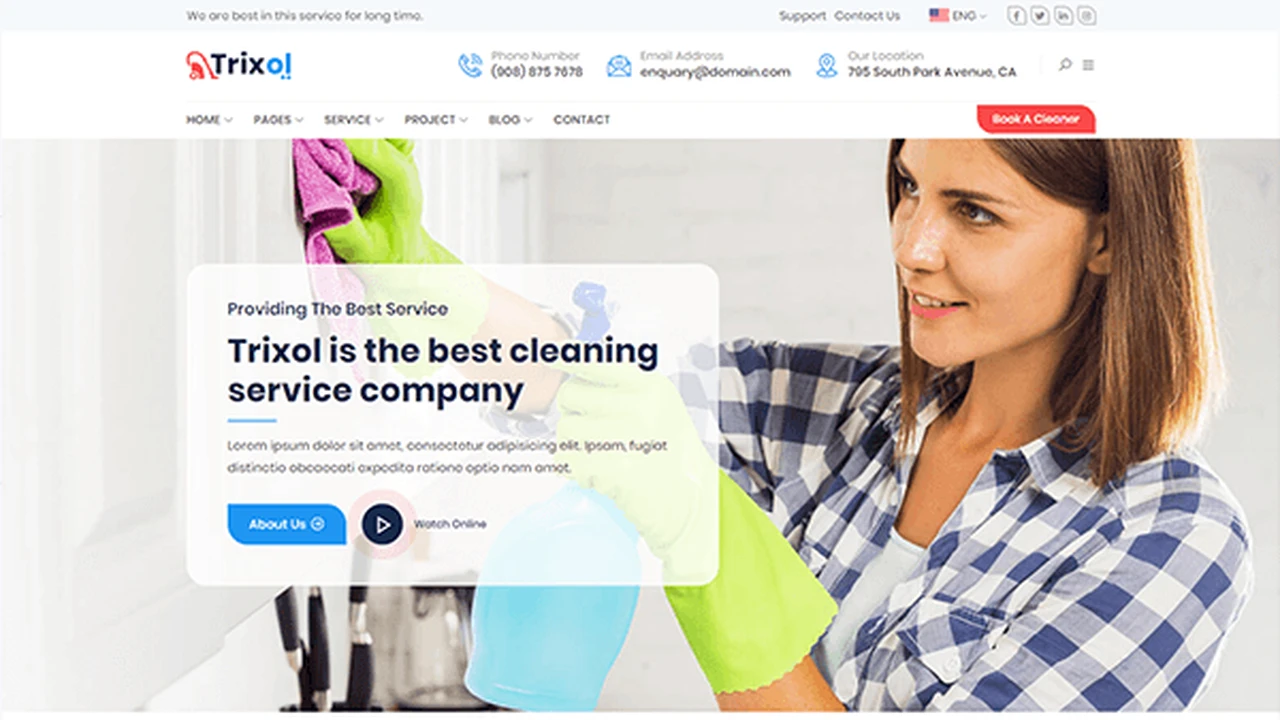 Trixol - React Js Cleaning Service