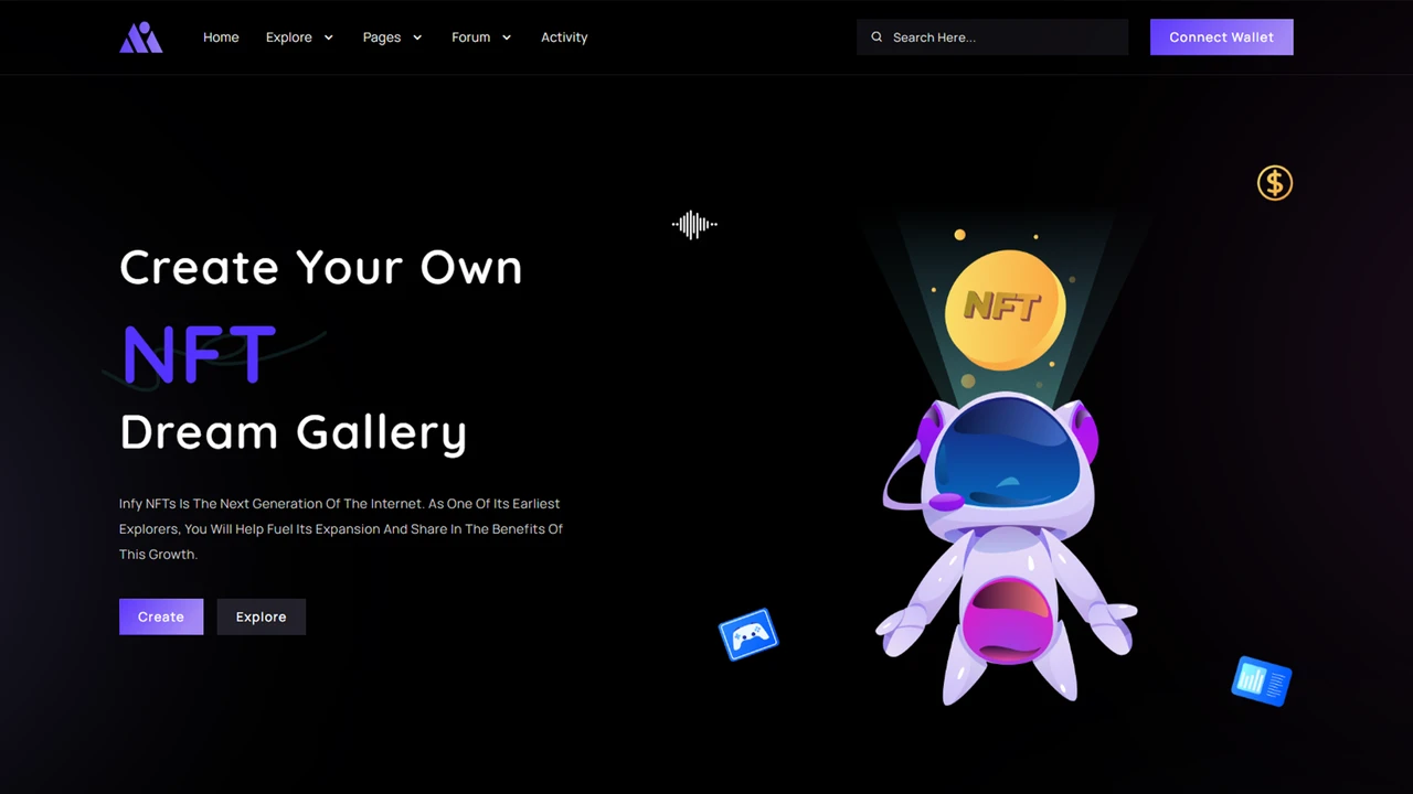 Infy - NFT and Crypto Marketplace Tailwind CSS Template
