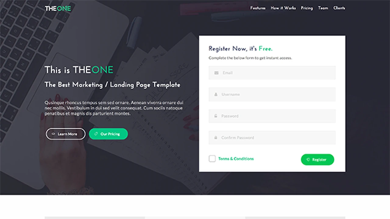 TheOne - Landing Page Template