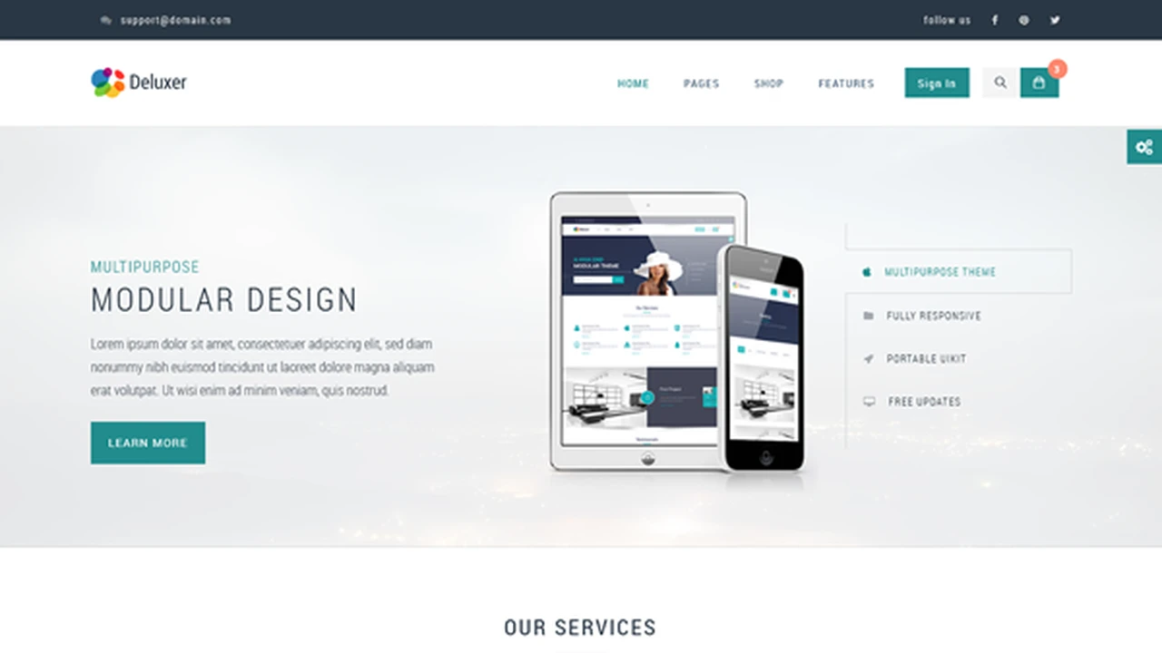 Deluxer - Business + Shop + 1Page Theme
