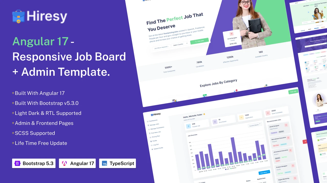 Hiresy - Angular 17 Job Board & Admin Dashboard Template