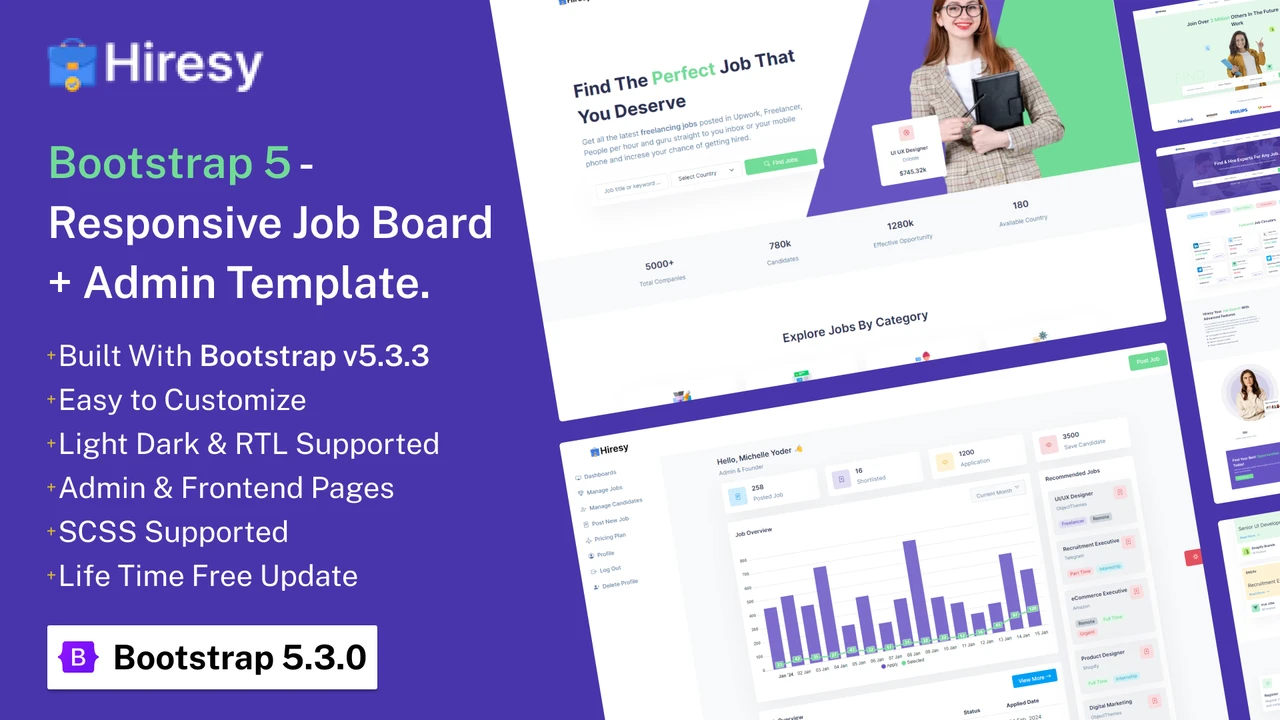 Hiresy - Bootstrap 5 Job Board & Admin Dashboard Template