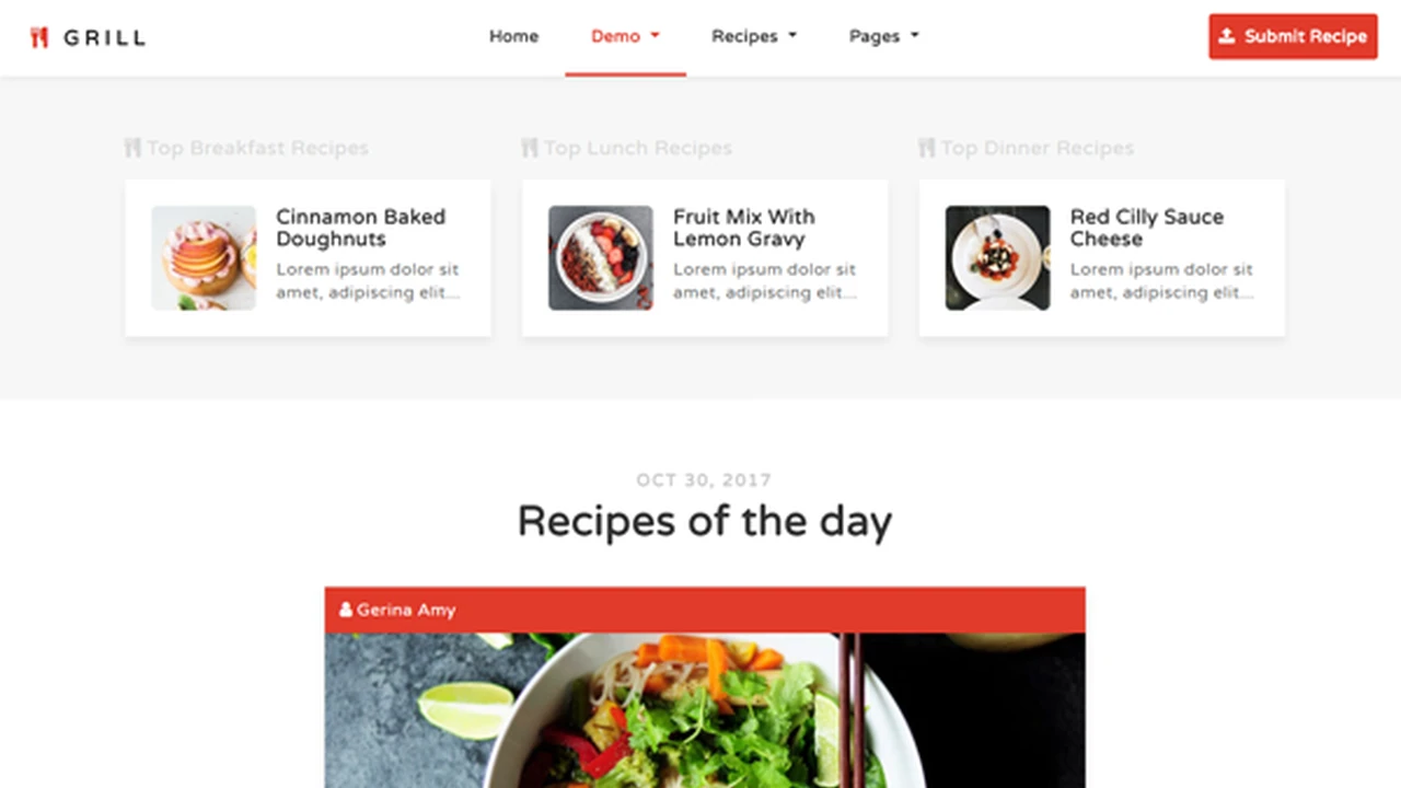 Grill - Recipes & Food Blog Template